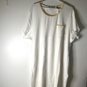 Erika Taylor ll floral sleepwear sz 2x white yellow  vintage coverup boho whimsy